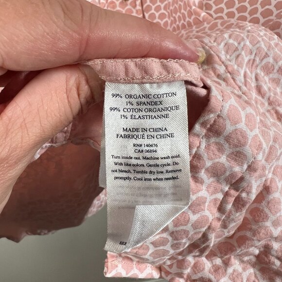 Faherty Playa Button Up Shirt Size XL Pink Organic Cotton Fish Scale Print - Picture 8 of 9